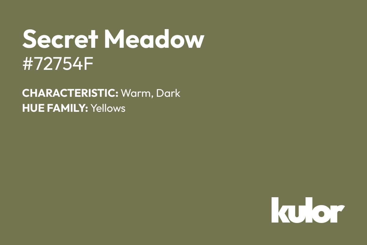 Secret Meadow is a color with a HTML hex code of #72754f.