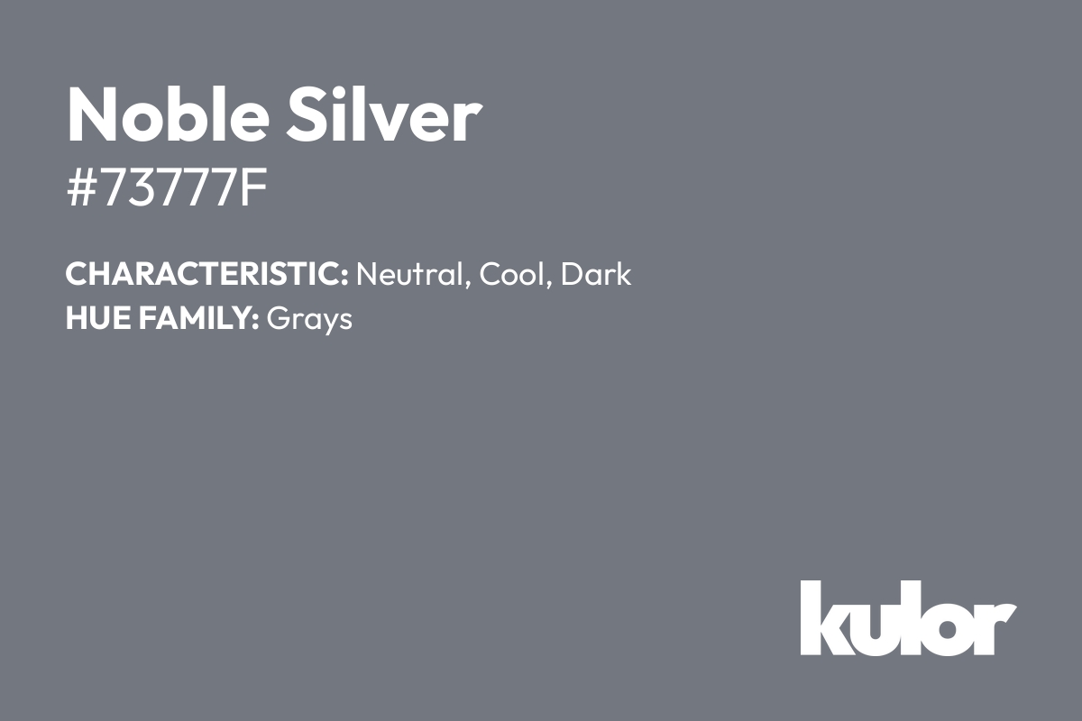 Noble Silver is a color with a HTML hex code of #73777f.