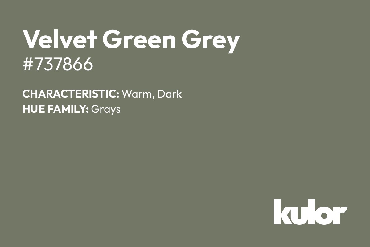 Velvet Green Grey is a color with a HTML hex code of #737866.