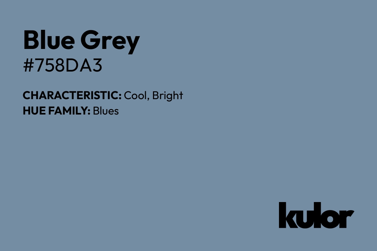 Blue Grey is a color with a HTML hex code of #758da3.