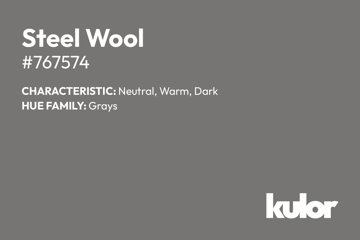 Steel Wool is a color with a HTML hex code of #767574.