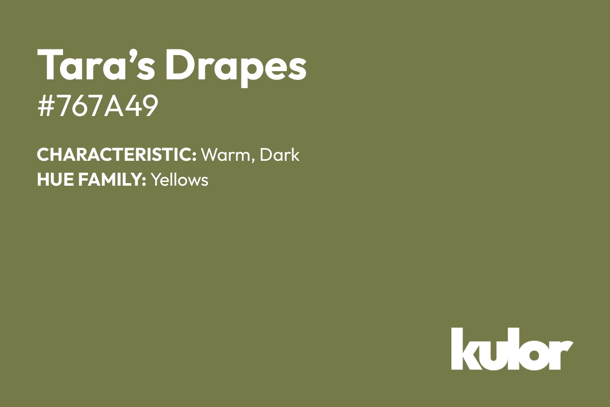 Tara’s Drapes is a color with a HTML hex code of #767a49.