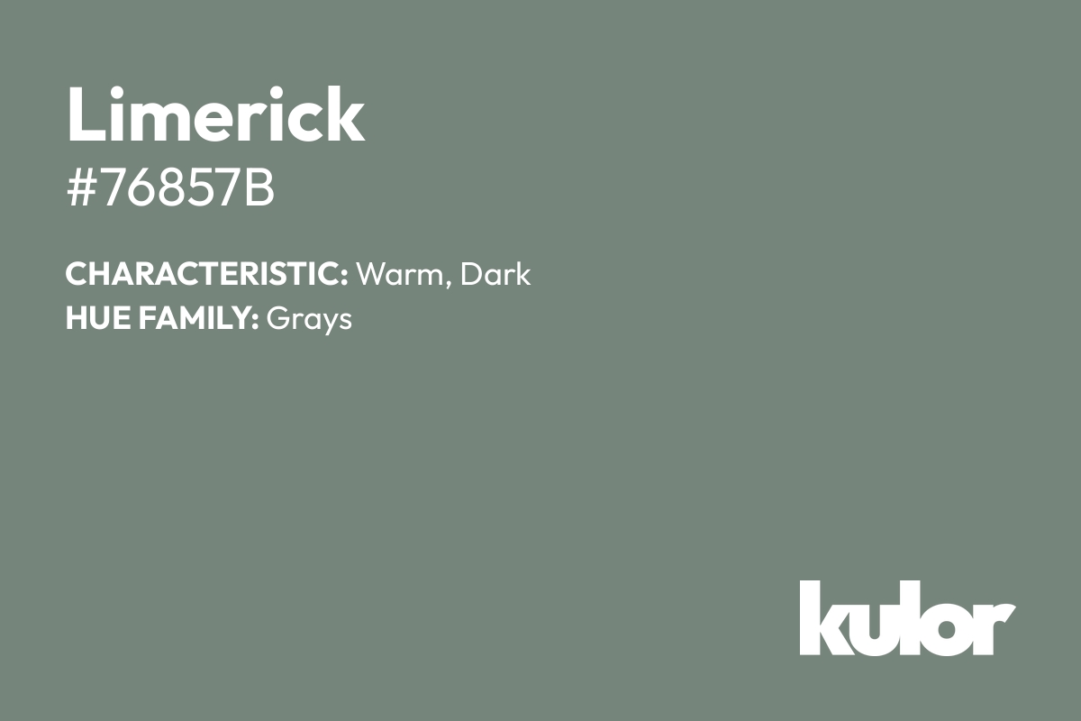 Limerick is a color with a HTML hex code of #76857b.