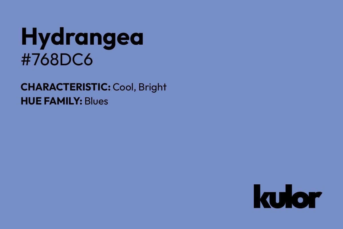 Hydrangea is a color with a HTML hex code of #768dc6.