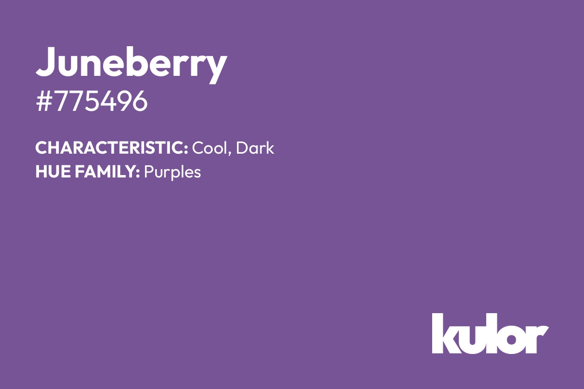 Juneberry is a color with a HTML hex code of #775496.