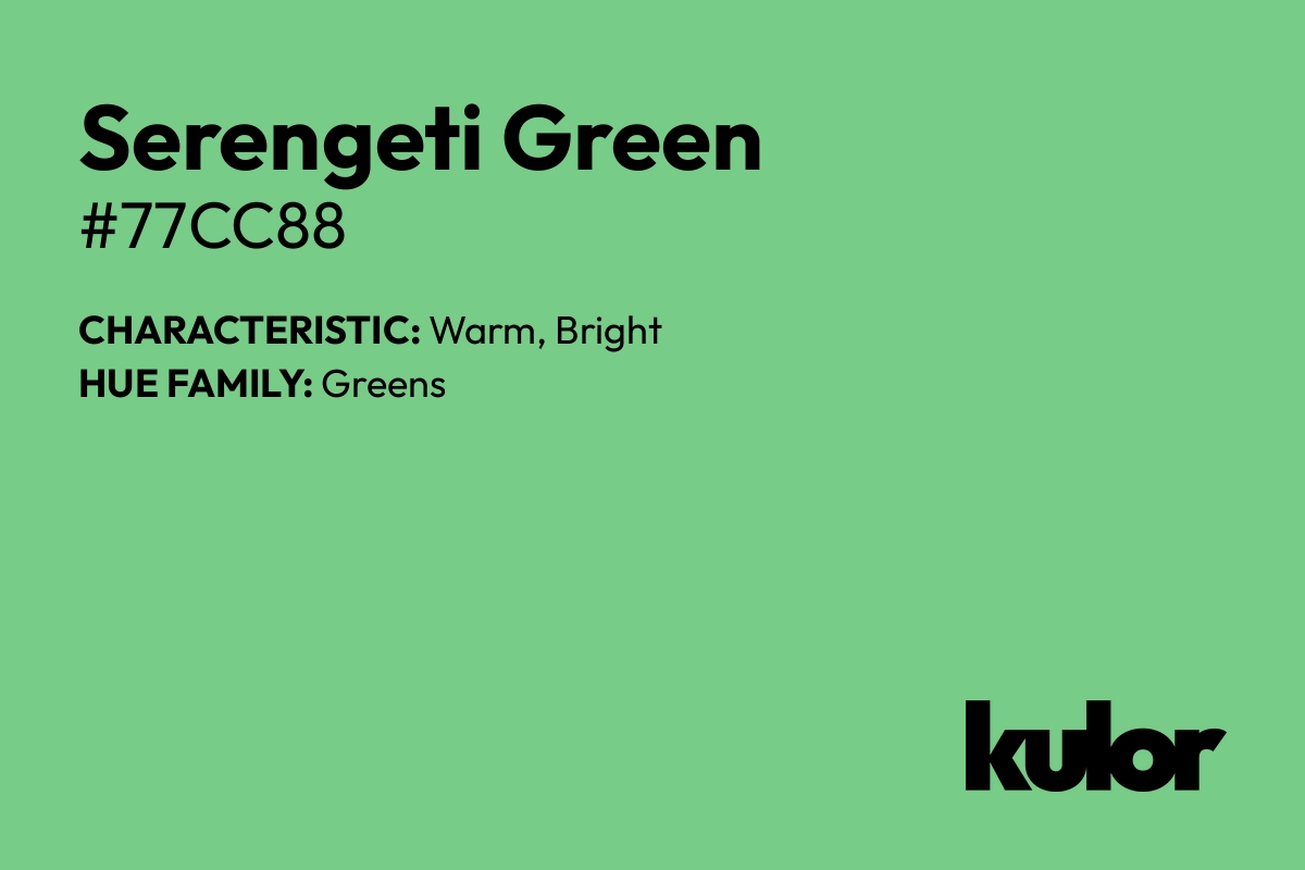 Serengeti Green is a color with a HTML hex code of #77cc88.