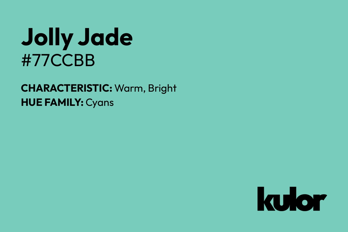 Jolly Jade is a color with a HTML hex code of #77ccbb.