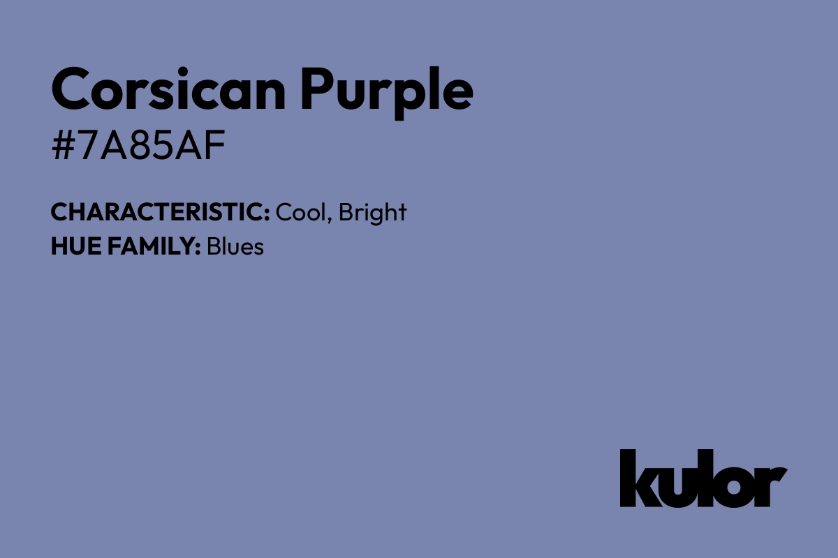 Corsican Purple is a color with a HTML hex code of #7a85af.