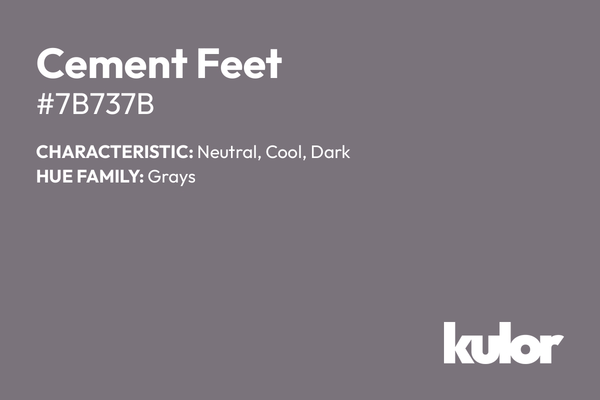 Cement Feet is a color with a HTML hex code of #7b737b.