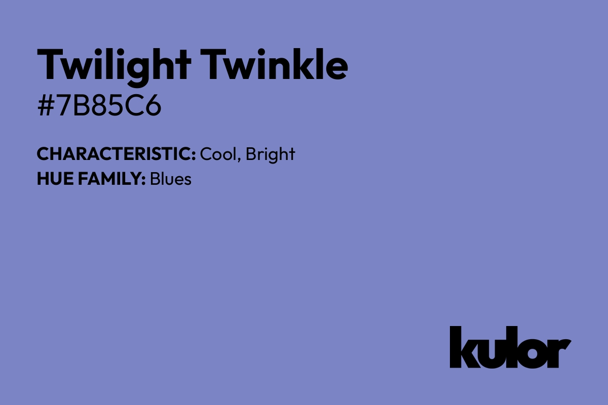 Twilight Twinkle is a color with a HTML hex code of #7b85c6.