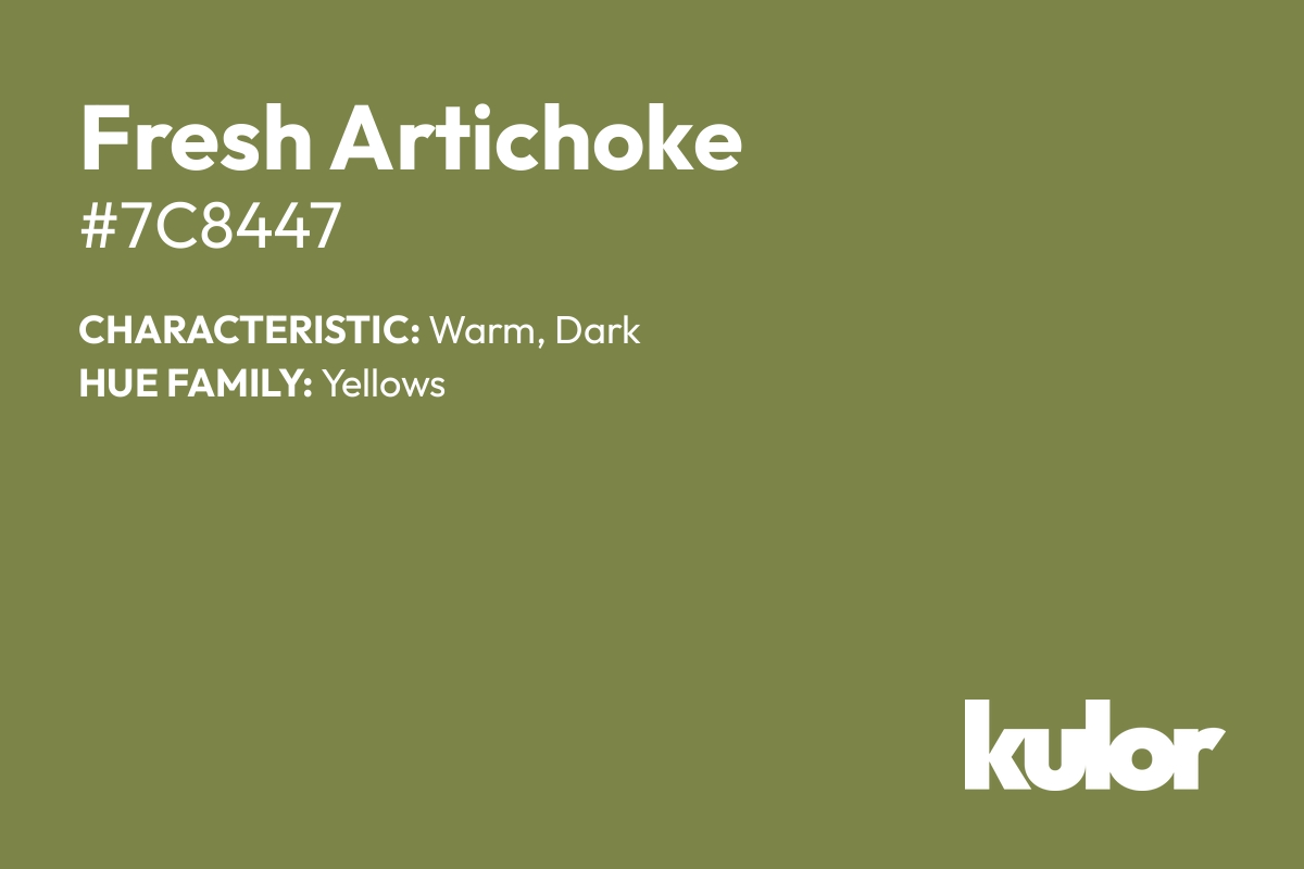 Fresh Artichoke is a color with a HTML hex code of #7c8447.