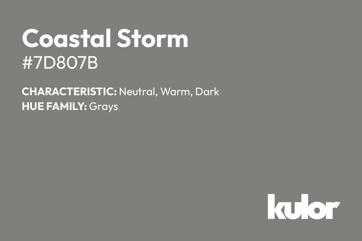 Coastal Storm is a color with a HTML hex code of #7d807b.