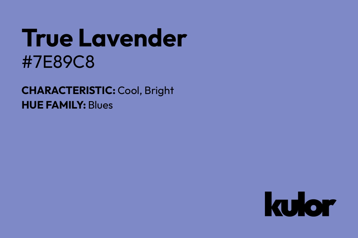 True Lavender is a color with a HTML hex code of #7e89c8.