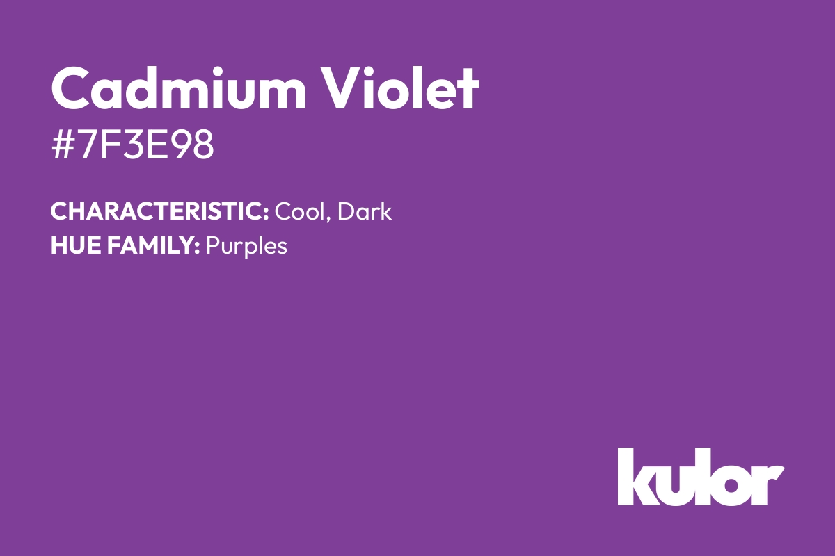 Cadmium Violet is a color with a HTML hex code of #7f3e98.