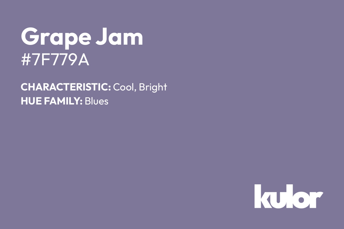 Grape Jam is a color with a HTML hex code of #7f779a.