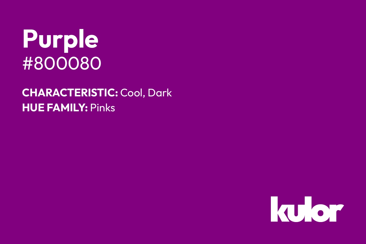 Purple is a color with a HTML hex code of #800080.