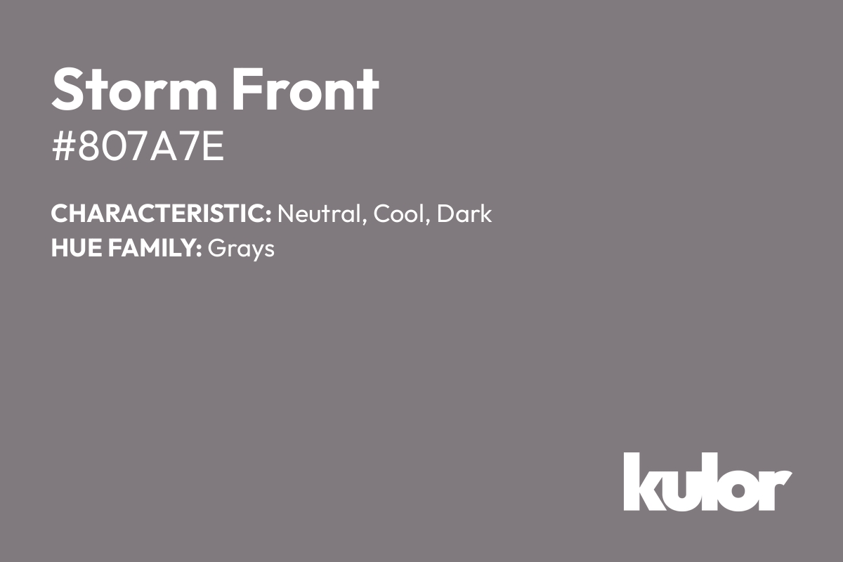 Storm Front is a color with a HTML hex code of #807a7e.