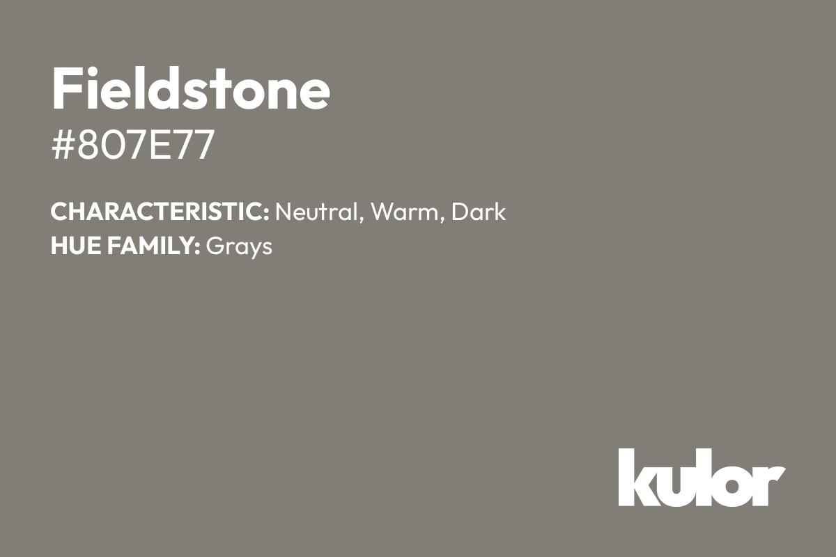 Fieldstone is a color with a HTML hex code of #807e77.