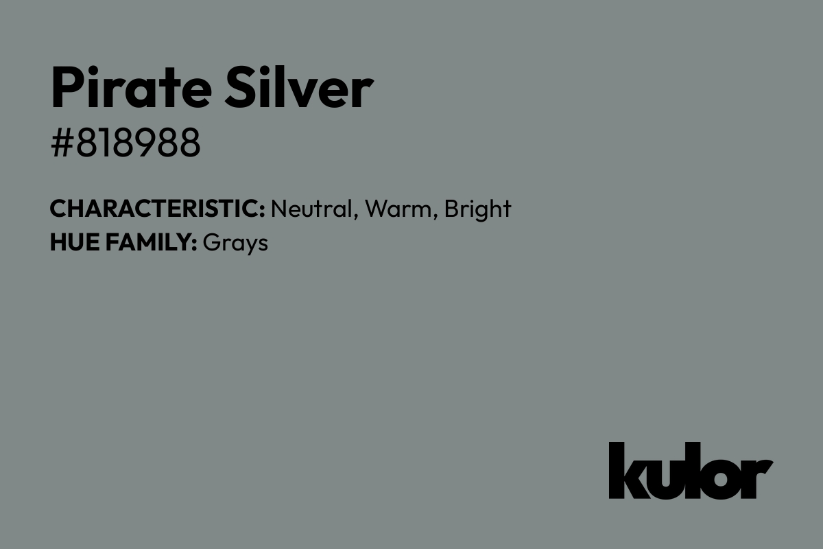 Pirate Silver is a color with a HTML hex code of #818988.