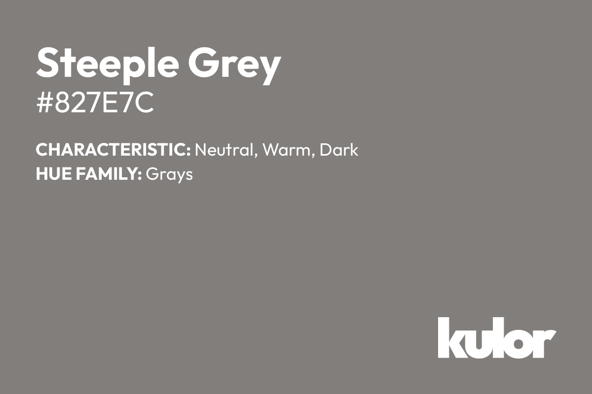 Steeple Grey is a color with a HTML hex code of #827e7c.