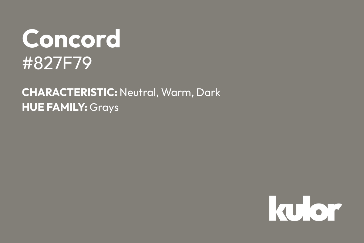 Concord is a color with a HTML hex code of #827f79.