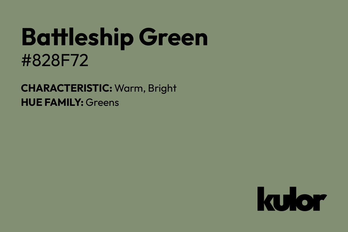 Battleship Green is a color with a HTML hex code of #828f72.