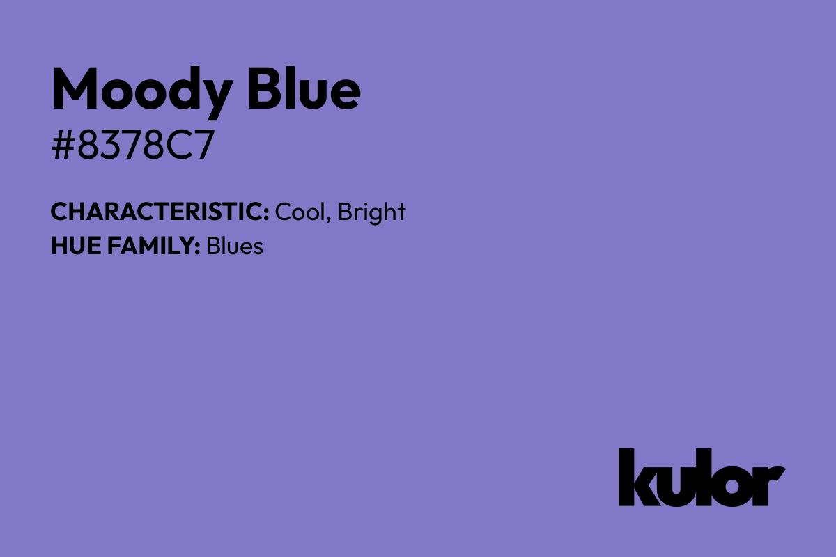 Moody Blue is a color with a HTML hex code of #8378c7.