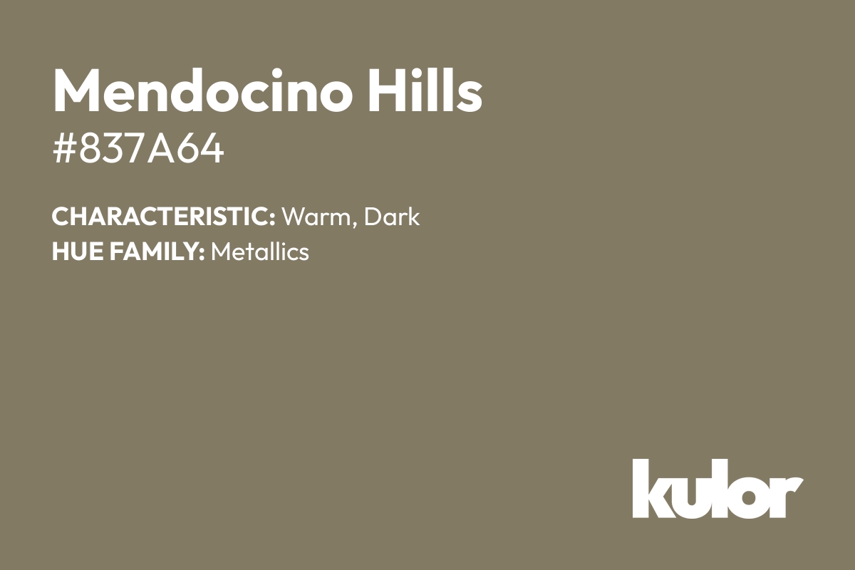 Mendocino Hills is a color with a HTML hex code of #837a64.