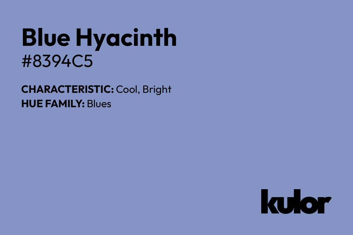 Blue Hyacinth is a color with a HTML hex code of #8394c5.
