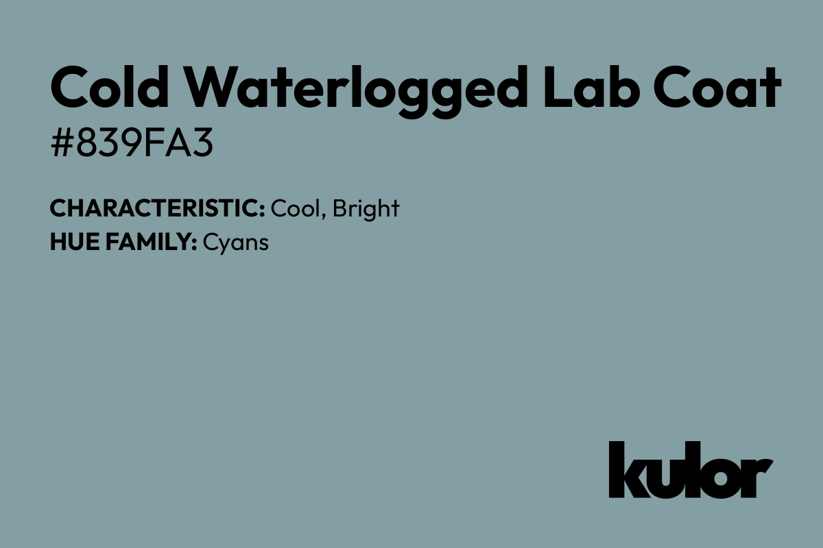 Cold Waterlogged Lab Coat is a color with a HTML hex code of #839fa3.