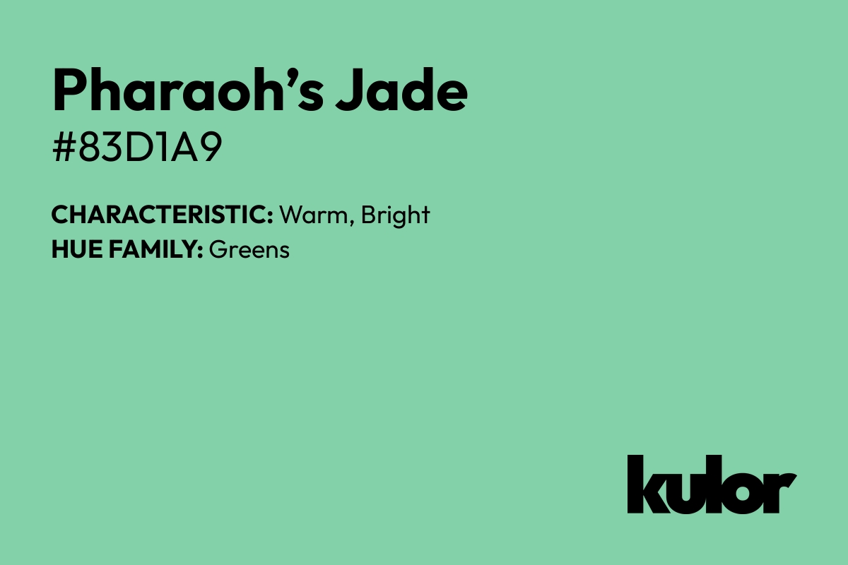 Pharaoh’s Jade is a color with a HTML hex code of #83d1a9.