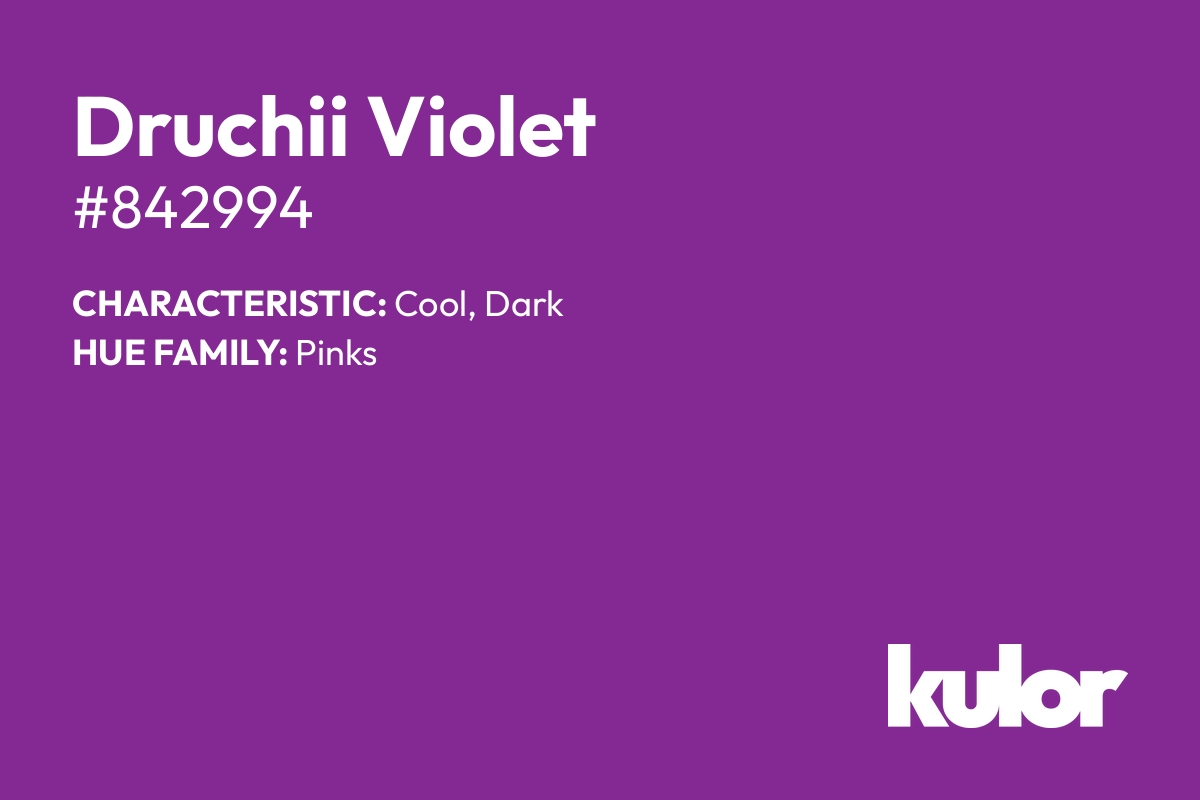 Druchii Violet is a color with a HTML hex code of #842994.