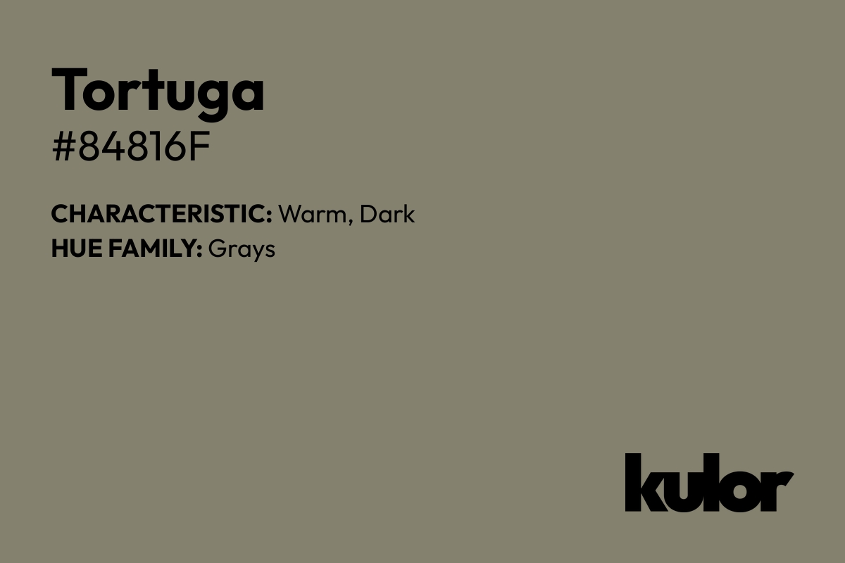 Tortuga is a color with a HTML hex code of #84816f.