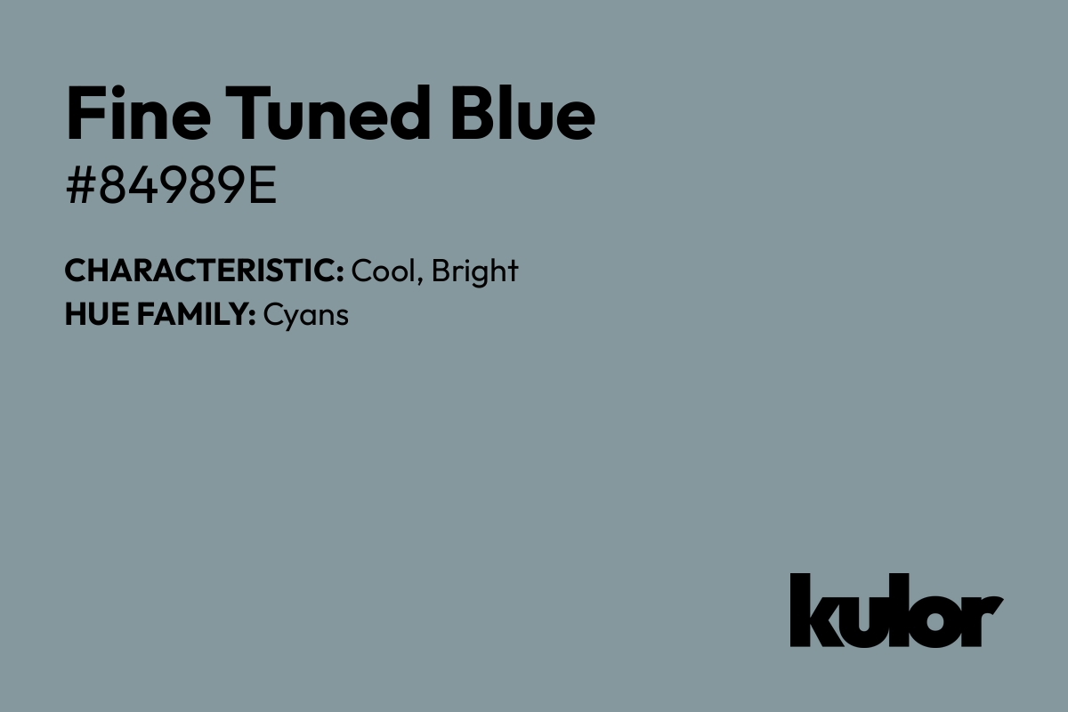 Fine Tuned Blue is a color with a HTML hex code of #84989e.