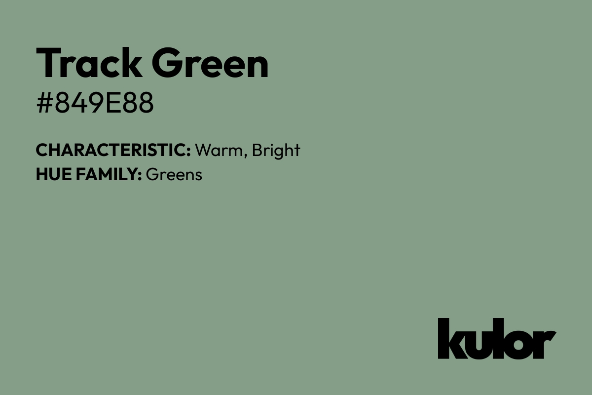 Track Green is a color with a HTML hex code of #849e88.