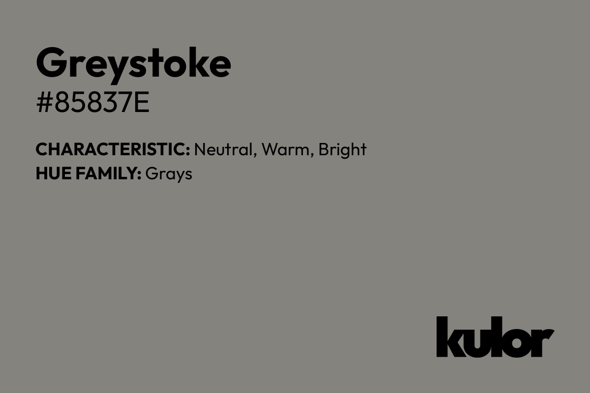 Greystoke is a color with a HTML hex code of #85837e.