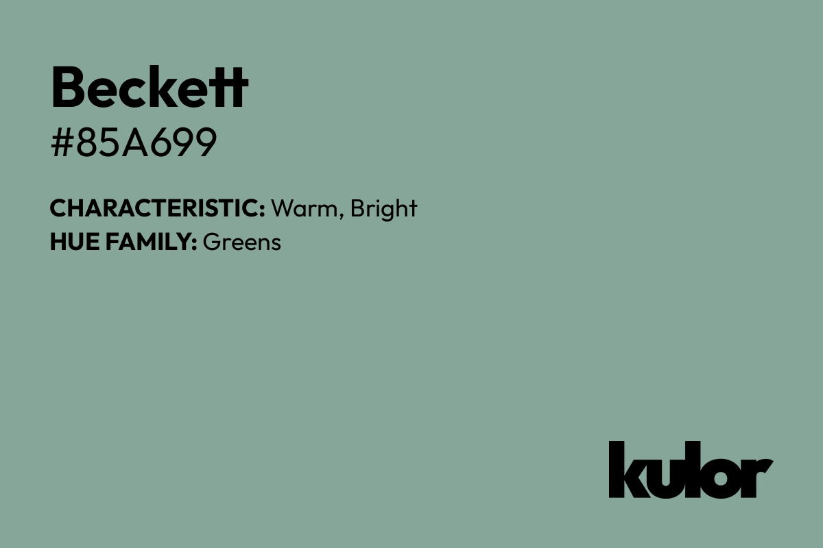 Beckett is a color with a HTML hex code of #85a699.