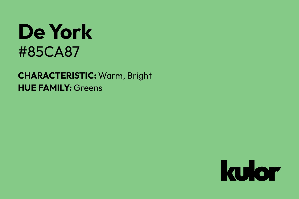 De York is a color with a HTML hex code of #85ca87.