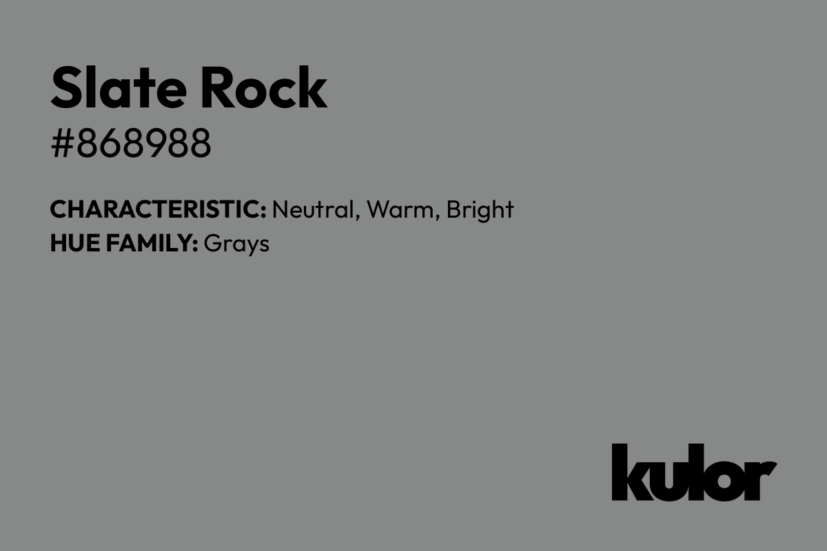 Slate Rock is a color with a HTML hex code of #868988.