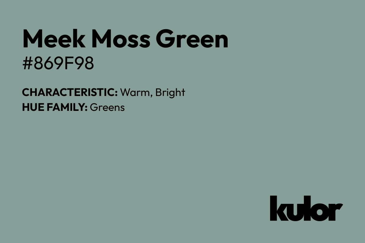 Meek Moss Green is a color with a HTML hex code of #869f98.