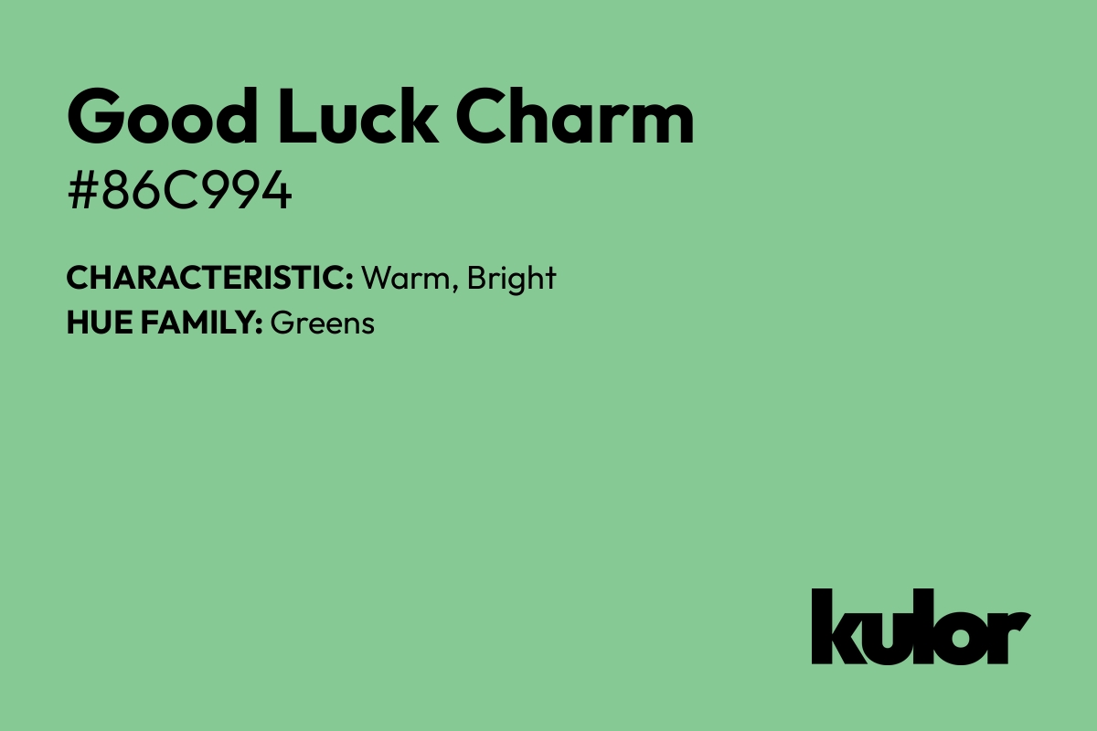 Good Luck Charm is a color with a HTML hex code of #86c994.