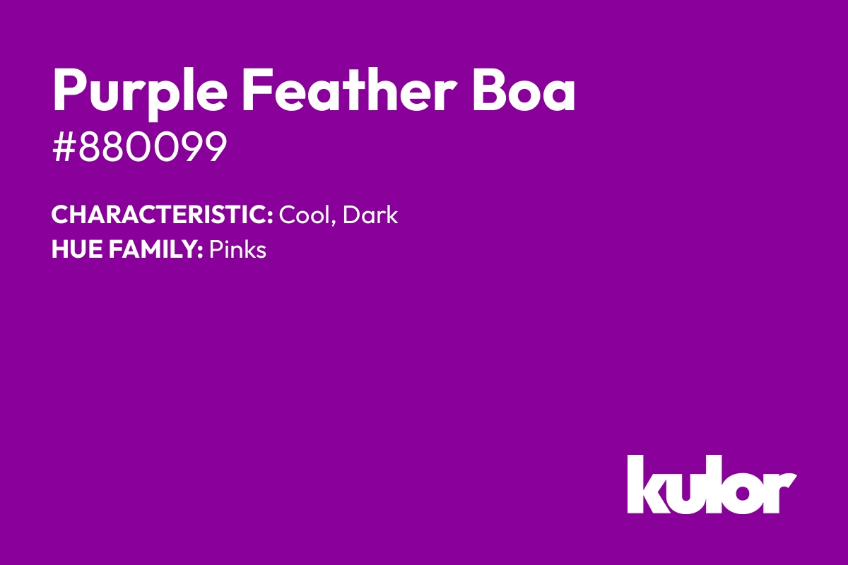 Purple Feather Boa is a color with a HTML hex code of #880099.