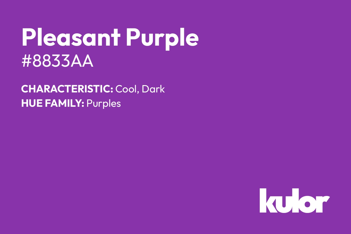 Pleasant Purple is a color with a HTML hex code of #8833aa.