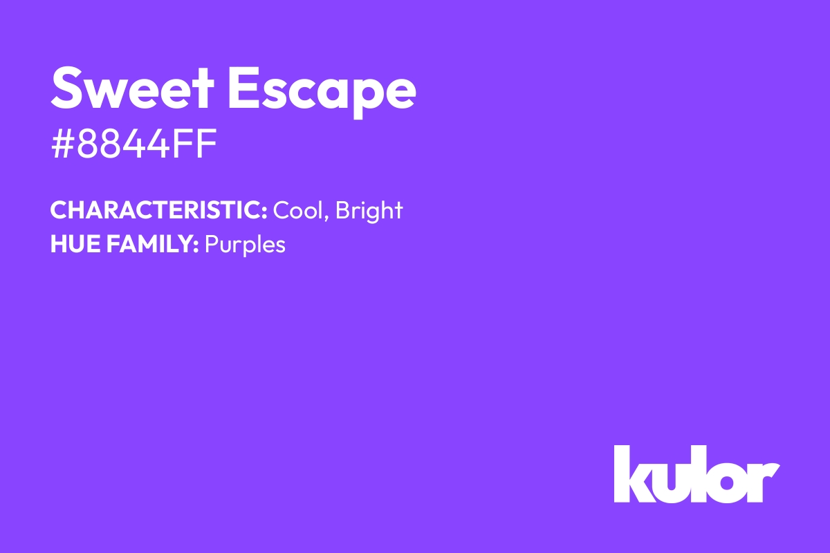 Sweet Escape is a color with a HTML hex code of #8844ff.