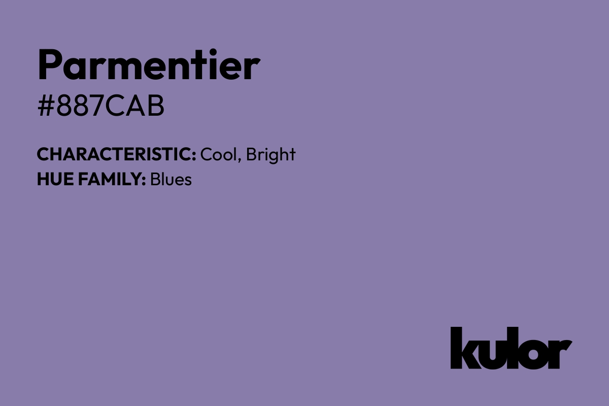 Parmentier is a color with a HTML hex code of #887cab.