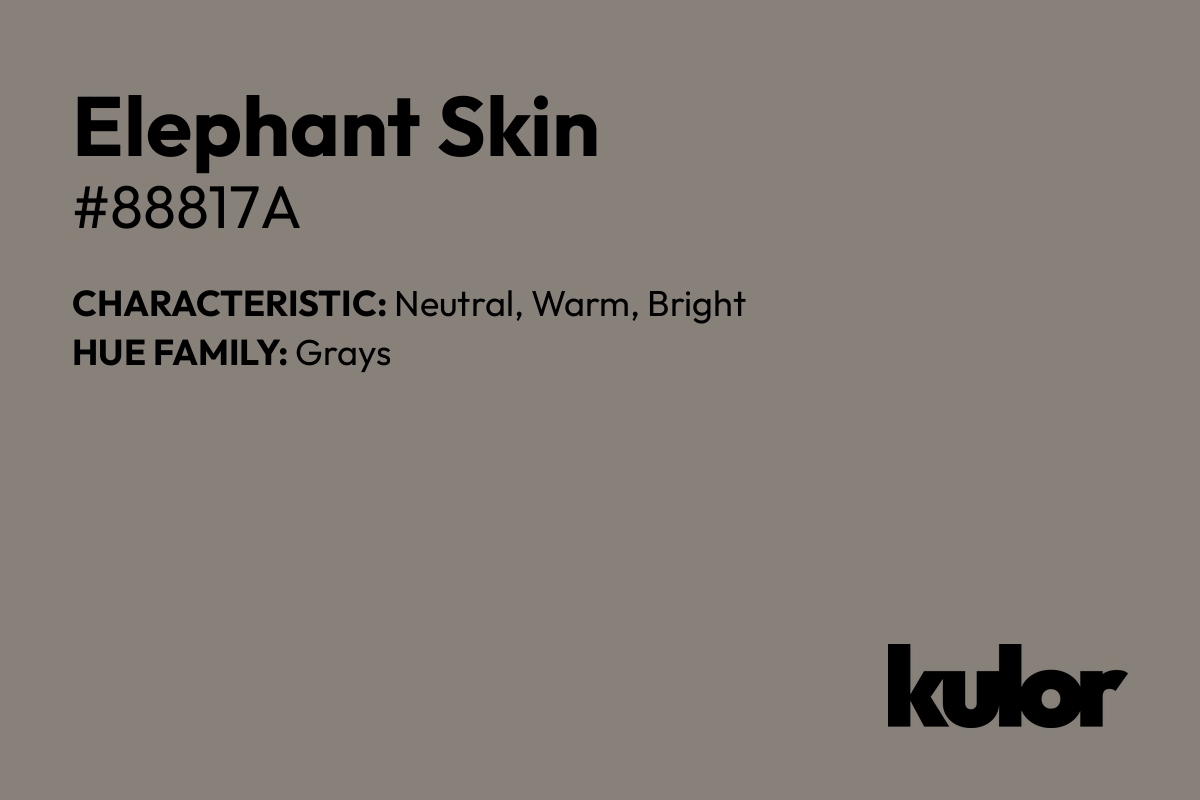 Elephant Skin is a color with a HTML hex code of #88817a.