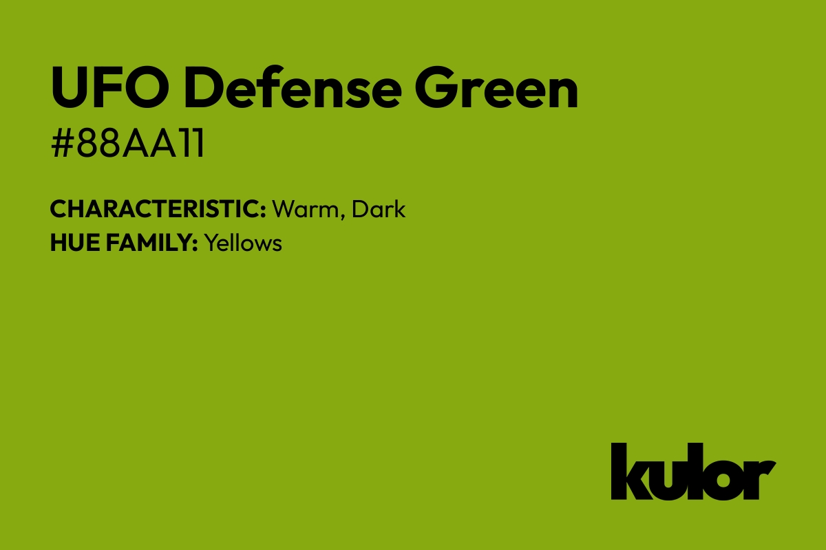 UFO Defense Green is a color with a HTML hex code of #88aa11.