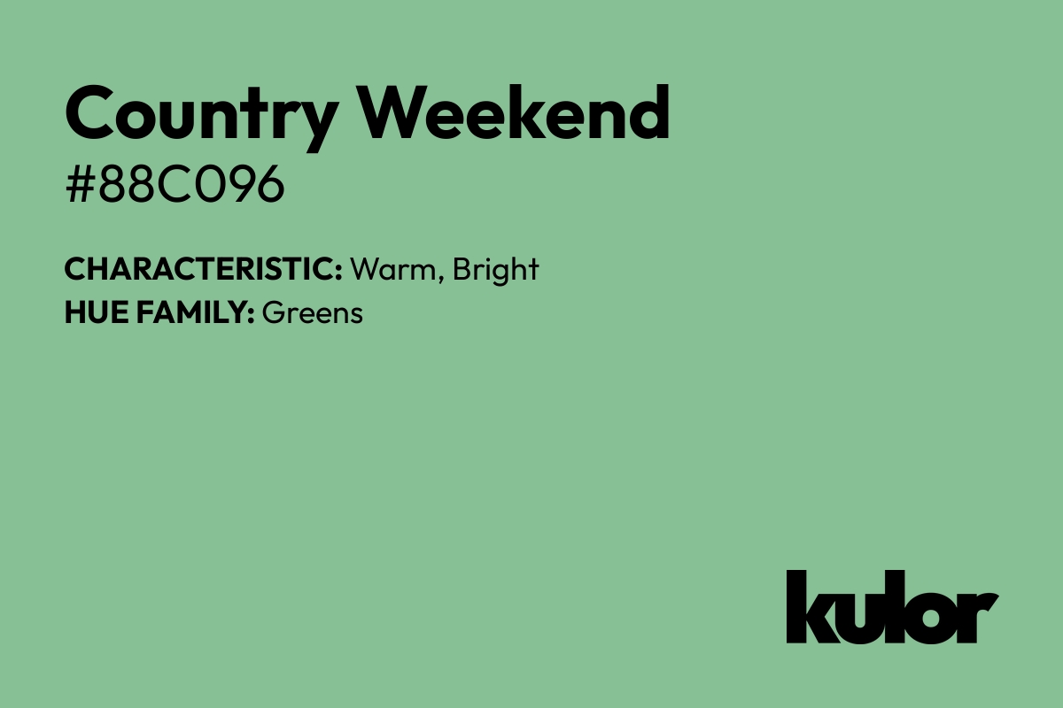 Country Weekend is a color with a HTML hex code of #88c096.