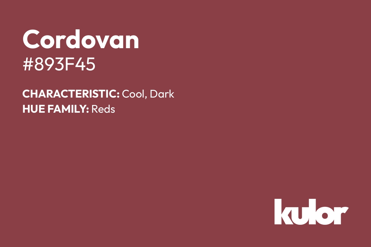 Cordovan is a color with a HTML hex code of #893f45.