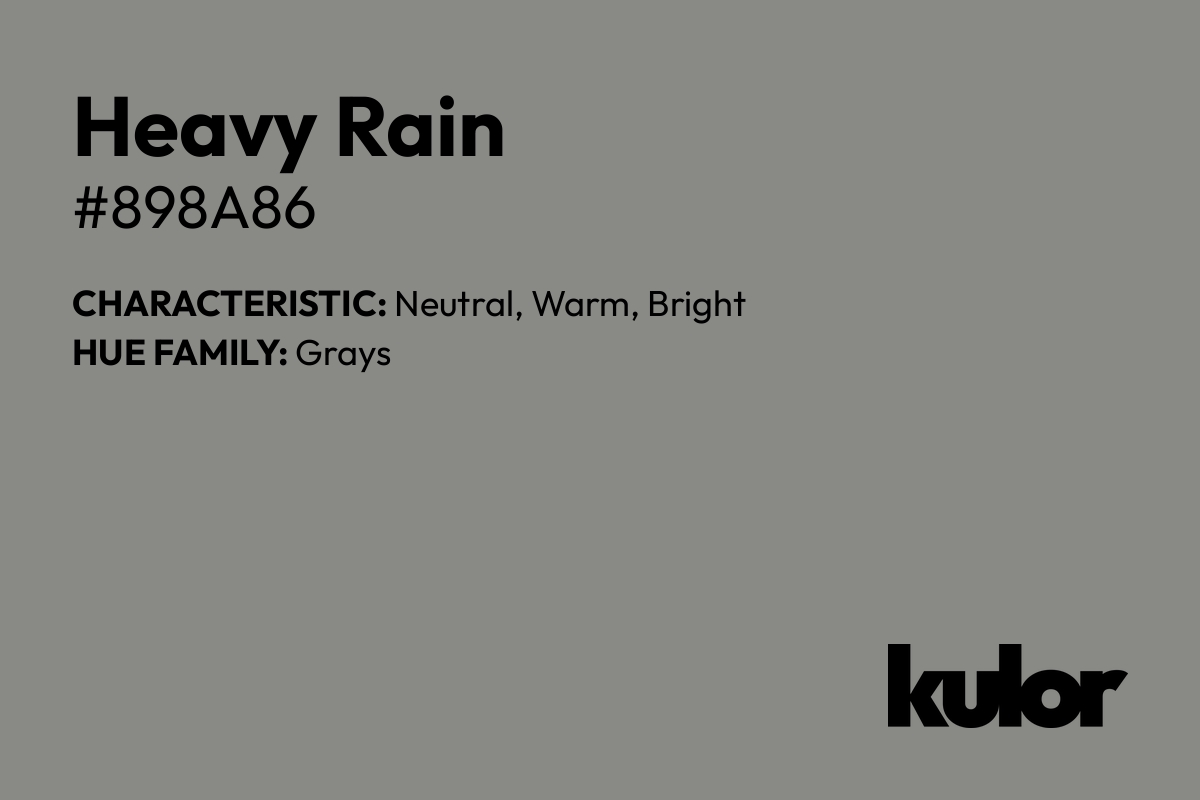 Heavy Rain is a color with a HTML hex code of #898a86.